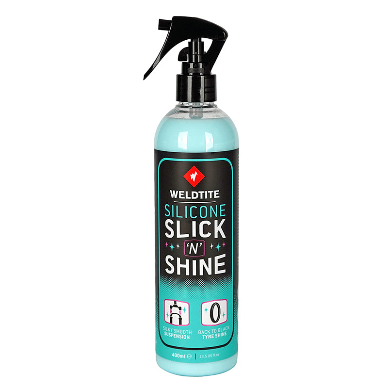 Nettoyant Vélo Weldtite Pour Fourche Et Pneu Silicone Slick N Shine (Spray 400Ml)