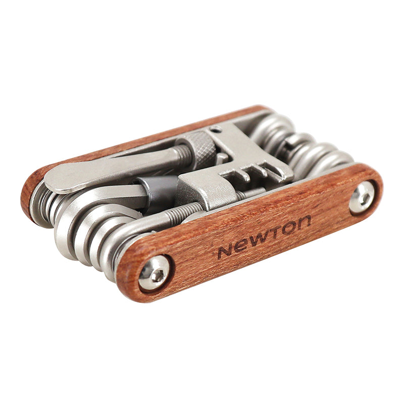 Outil Multifonction Newton Wood Corps Bois 16 Fonctions Clé Allen + Tournevis + Derive Chaîne + Clés A Rayon 14G & 15G + Decapsuleur