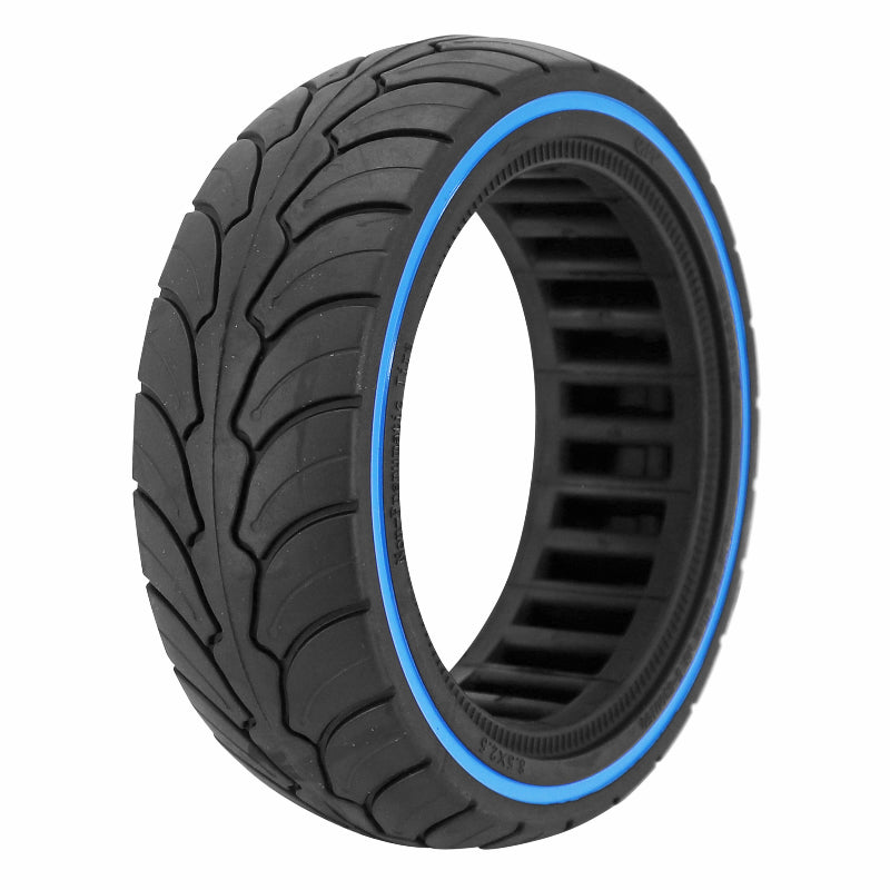 Pneu Trottinette Plein 8 X 2.50-6.1 Noir Liseret Bleu - Largeur Intérieur 58 mm (Pour Dualtron Mini)