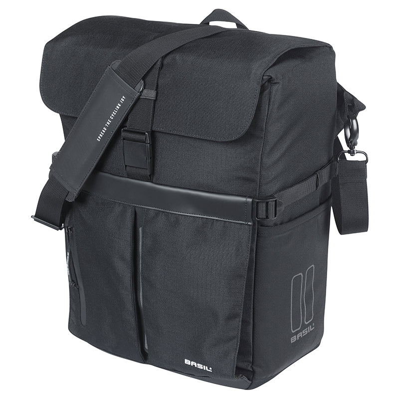 Sacoche Arrière Vélo Laterale Sac Bandouliere Basil Move Commuter Noir Droit-Gauche 15L Fixation Mik Hooks Pour Porte Ba