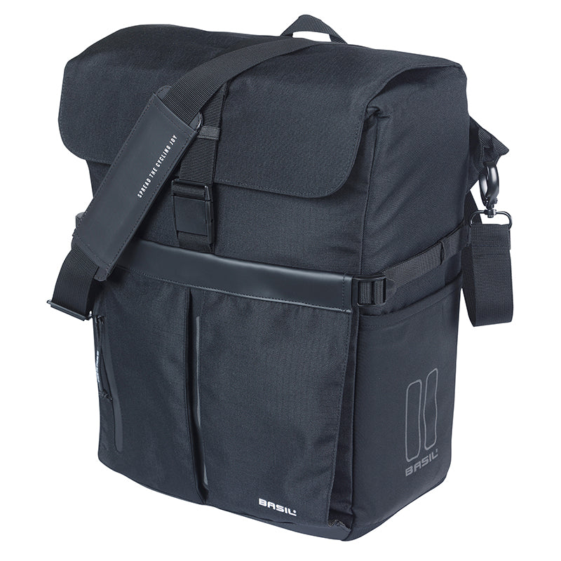 Sacoche Arrière Vélo Laterale Sac Bandouliere Basil Move Commuter Noir Droit-Gauche 15L Fixation Mik Studs Pour Porte Ba