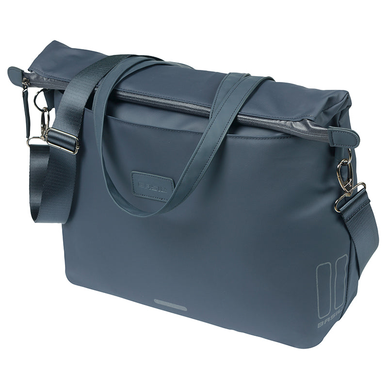 Sacoche Arrière Vélo Laterale Sac Ordinateur Portable Basil Manhattan Waterproof Bleu Marine Droit-Gauche 12L Fixation H