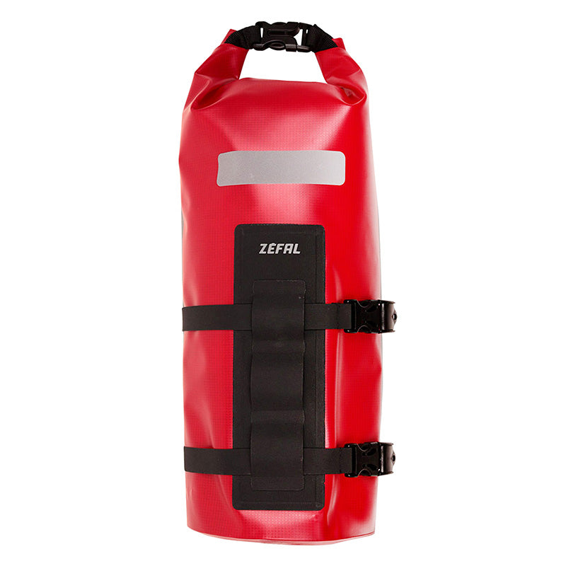 Sacoche De Fourche Vélo Zefal Z Adventure Dry Bag Rouge Étanche Fixation Sangles Auto-Agrippantes - Clips (Lg36,5Cmxd15 - 6Litres) Charge Maxi 2.5Kgs (Support Fixation Non Inclus Ref: 199763)