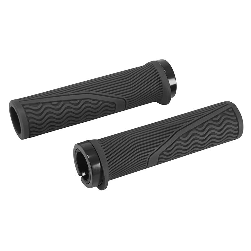 Poignée VTT - City Newton Lock On Rubber Noir L130 mm Avec Bouchon (Paire)
