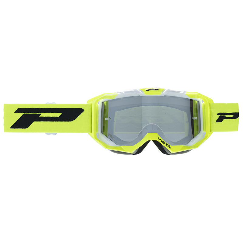 Masque-Lunettes Cross Progrip 3303 Fl Vista Multilayered Jaune Fluo-Blanc Ecran Miroir Argent Anti-Rayures-Anti U.V.-Anti-Buee (Homologué Ce-En-N° Ac-96025 Rev.2)