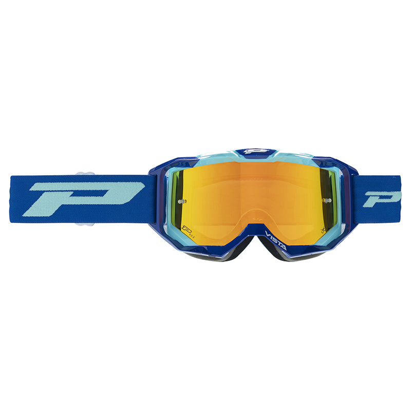 Masque-Lunettes Cross Progrip 3303 Fl Vista Multilayered Bleu-Turquoise Ecran Miroir Jaune Anti-Rayures-Anti U.V.-Anti-B