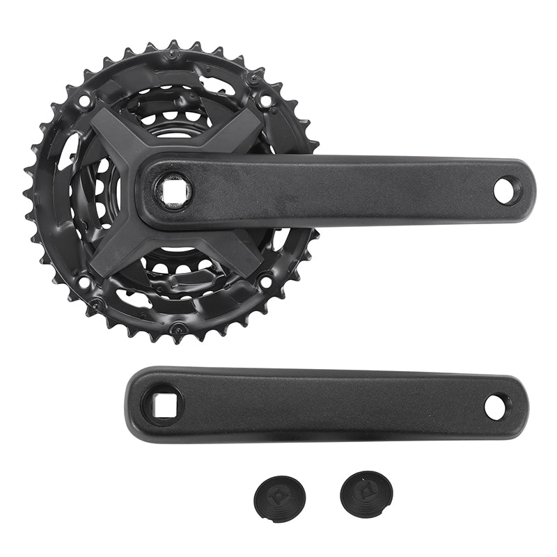 Pédalier VTT P2R 9V. Alu Noir 170 mm 40-30-22 (Boîtier 124.5 mm)