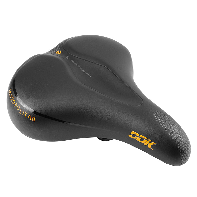 Selle City Newton Metropolitan Avec Elastomeres A Memoire De Forme Noir 258X217 mm Rail Acier - Poignée Prise En Main -Sdl-