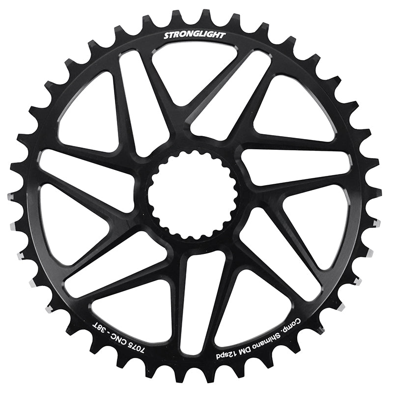 Plateau VTT Direct Mount Pour Shimano Fc-M6100-M6120-M6130-Fc-M7100-M7120-M7130-Fc-M8100-M8120-M8130 Stronglight Mono Alu Noir 38 dents - Deport 3 mm 12V.