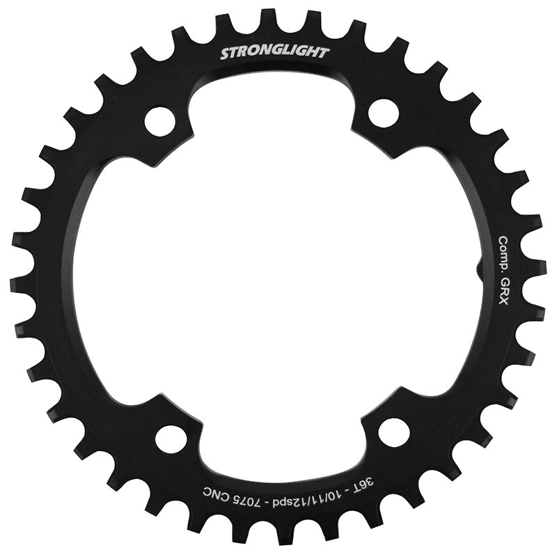Plateau Gravel 4 branches Ø 110Pour Shimano Grx Fc-Rx600-Rx610-Rx810-Rx820 Stronglight Mono Alu Noir 36 dents - Deport