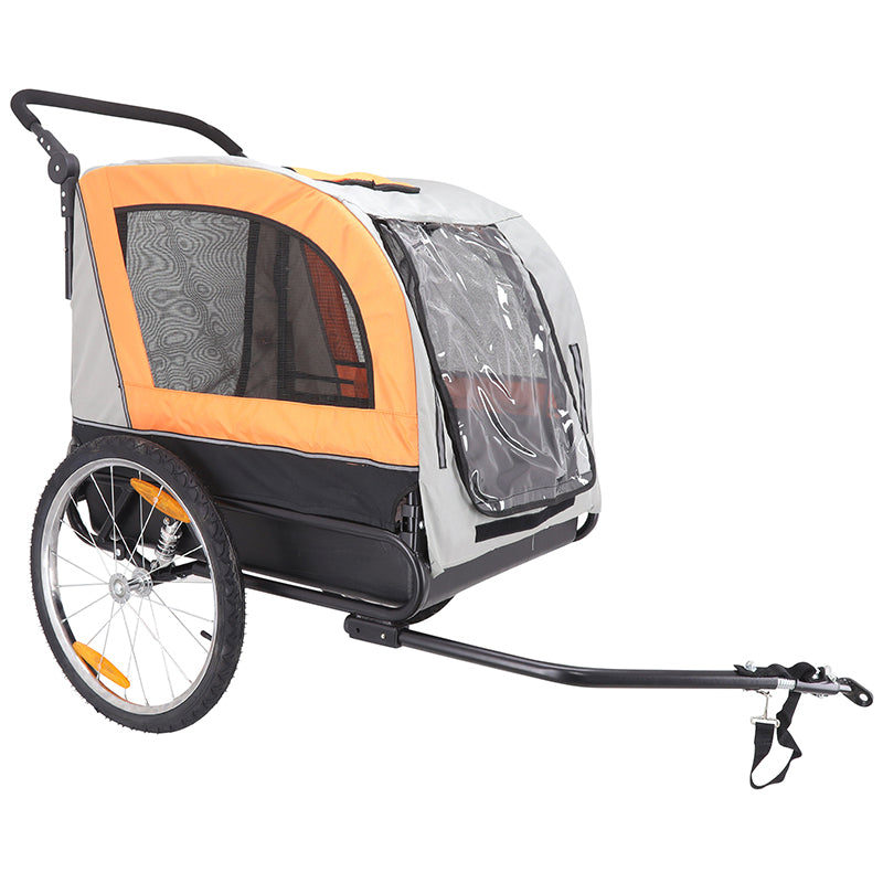 Remorque Vélo Utilitaire Maxi 40Kg Colori Orange-Gris Fond Rigide (Dimensions L 134 X L 57.5 X H 95 cm) Avec Roues 20" X