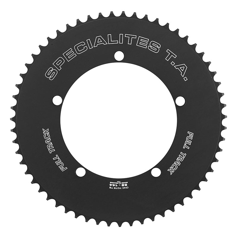 Plateau Piste 5 branches Ø 144 Ta Full Track 59 dents Noir Alu 7075 Pour Chaîne 3.17 mm (1"1-8)