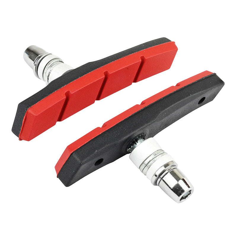Porte Patin Frein Pour VAE-E-Bike V-Brake A Vis Deporte Marwi 80 mm Noir-Rouge Kevlar (Paire Sur Carte)