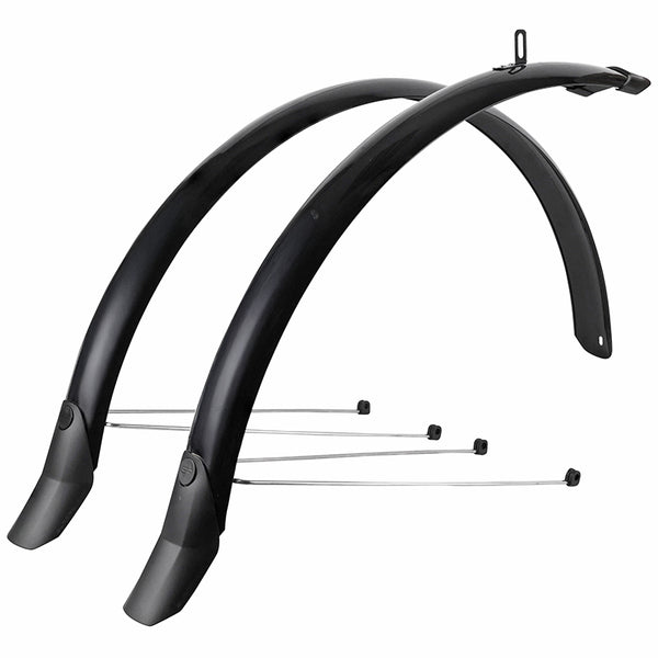 Garde Boue City-VTC Tringles 28'' Eurofender Lampo 58 mm Noir (Paire) Avec Fixation Classic Tringles Argent