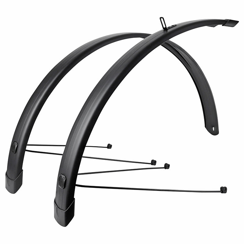 Garde Boue City-VTC Tringles 28'' Eurofender Tempo Square 58 mm Noir Mat (Paire) Avec Fixation Doubles Tringles Amovibles Noires