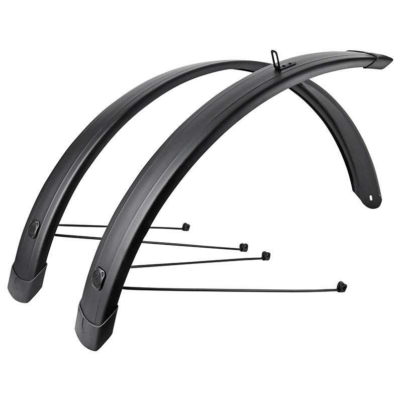 Garde Boue City-VTC Tringles 28'' Eurofender Tempo Square 72 mm Noir Mat (Paire) Avec Fixation Doubles Tringles Amovibles Noires
