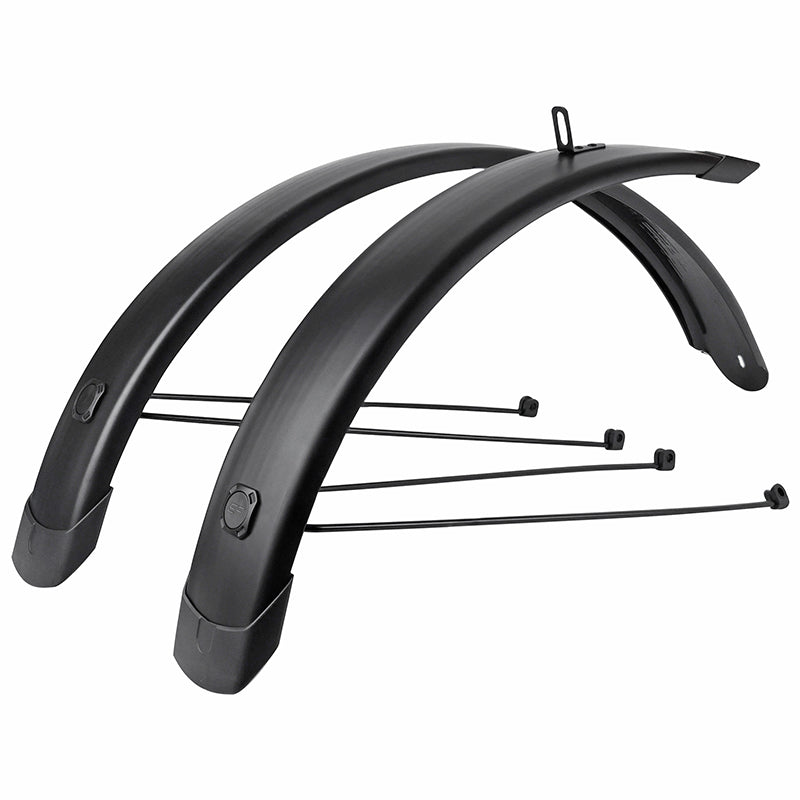 Garde Boue Tringles 20'' Eurofender Tempo Square 72 mm Noir Mat (Paire) Avec Fixation Doubles Tringles Amovibles Noires