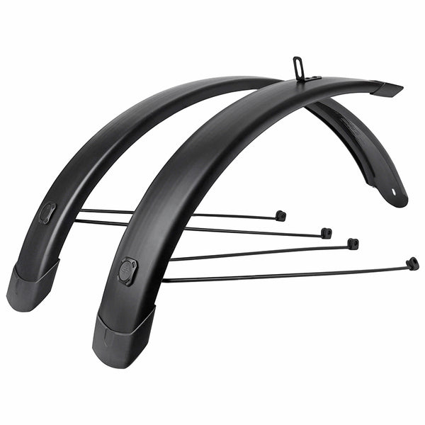 Garde Boue Tringles 20'' Eurofender Tempo Square 72 mm Noir Mat (Paire) Avec Fixation Doubles Tringles Amovibles Noires