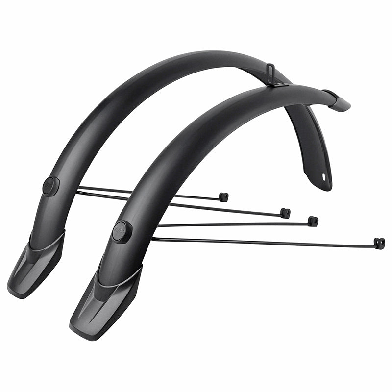 Garde Boue Tringles 20'' Eurofender Tempo Arrondi 58 mm Noir Mat (Paire) Avec Fixation Doubles Tringles Amovibles Noires