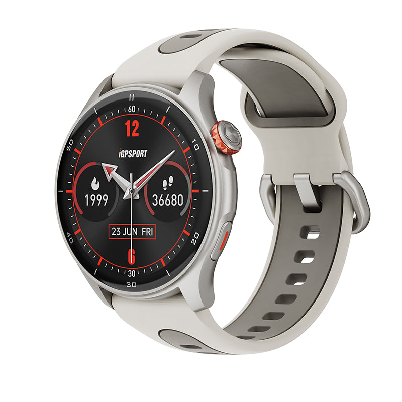 Montre Gps - Compteur Igpsport Lw10 Argent Titane- Calories - Frequence Cardiaque - Sommeil - Notifications Et Plus De 4