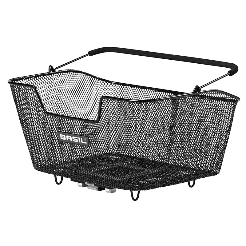Panier Arrière Acier Nid Abeille Basil Base Medium Noir Pour Fixation Systeme Mik Ideal Pour E-Bike-VAE (L43Xl30Xh23 cm)