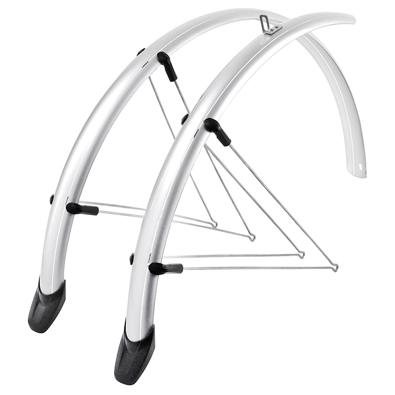 Garde Boue City-VTC Tringles 28'' Eurofender Rapido 46 mm Argent (Paire) Avec Fixation Rapido