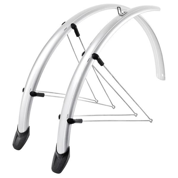 Garde Boue City-VTC Tringles 28'' Eurofender Rapido 46 mm Argent (Paire) Avec Fixation Rapido