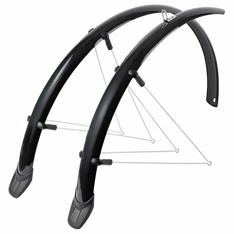 Garde Boue City-VTC Tringles 28'' Eurofender Rapido 46 mm Noir (Paire) Avec Fixation Rapido