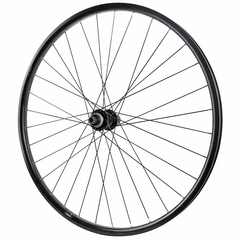 Roue VTC - VAE Disque 700 X 35 Double Paroi Arrière Cassette 11-10-9V Moyeu Shimano Tc 500 Centerlock Tubeless Ready Axe Traversant 12-142 Noir Jante 23C 32 Rayons -Poids Max 180 Kg-