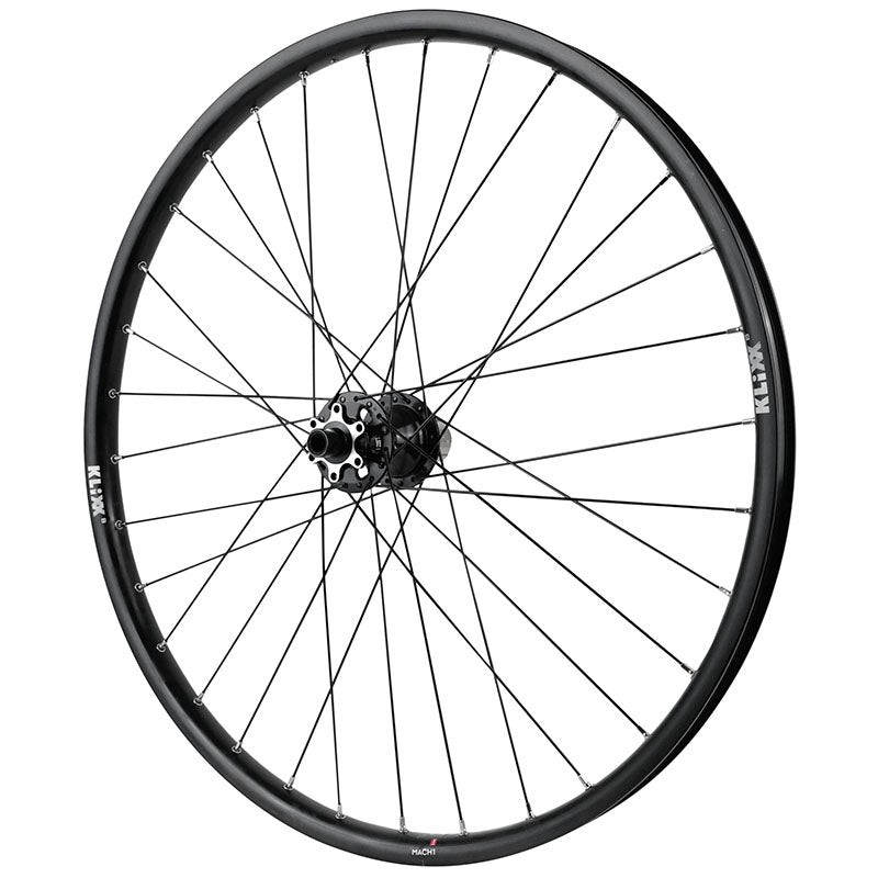 Roue VTT Disque 26" Klixx Tubeless Ready Arrière Noir Moyeu Velox D462Db Cassette 11-10-9V Disque 6 Trous Axe Traversant 12-142 - Jante 23C 32 Rayons All Mountain