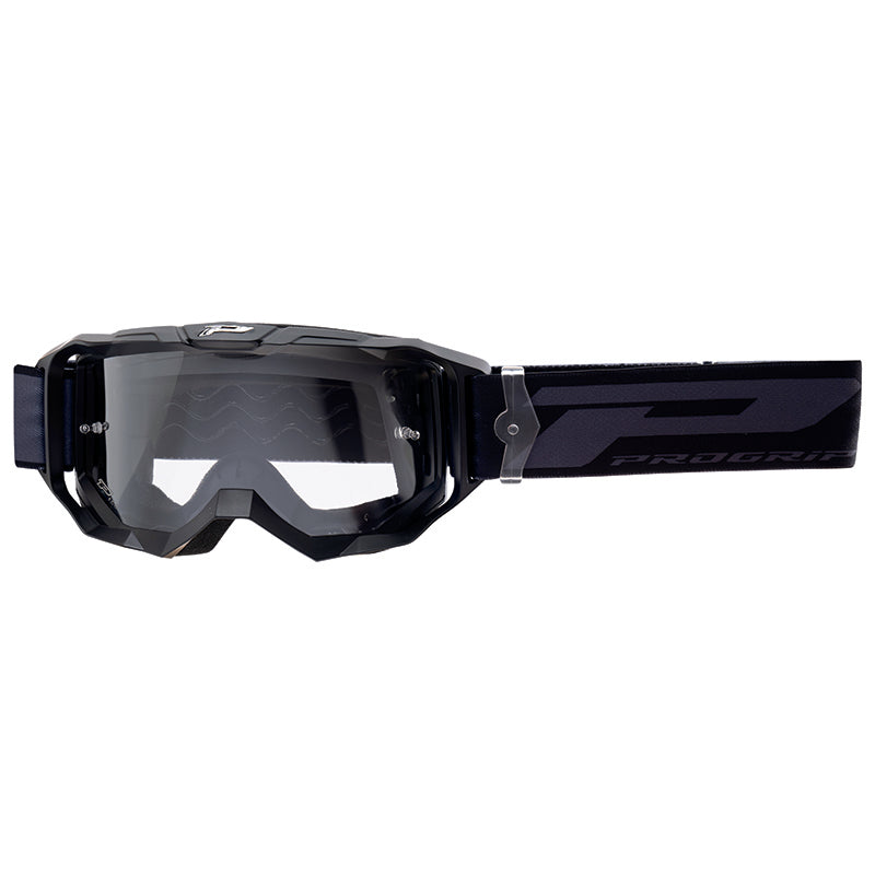 Masque-Lunettes Cross Progrip 3300 Tr Vision Go Noir Mat Ecran Transparent Anti-Rayures-Anti U.V.-Anti-Buee (Homologué C