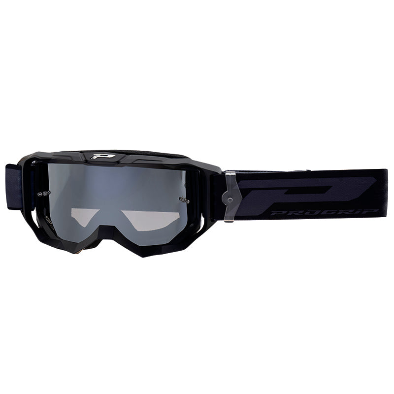 Masque-Lunettes Cross Progrip 3300 Fl Vision Go Multilayered Noir Mat Ecran Miroir Argent Anti-Rayures-Anti U.V.-Anti-Bu