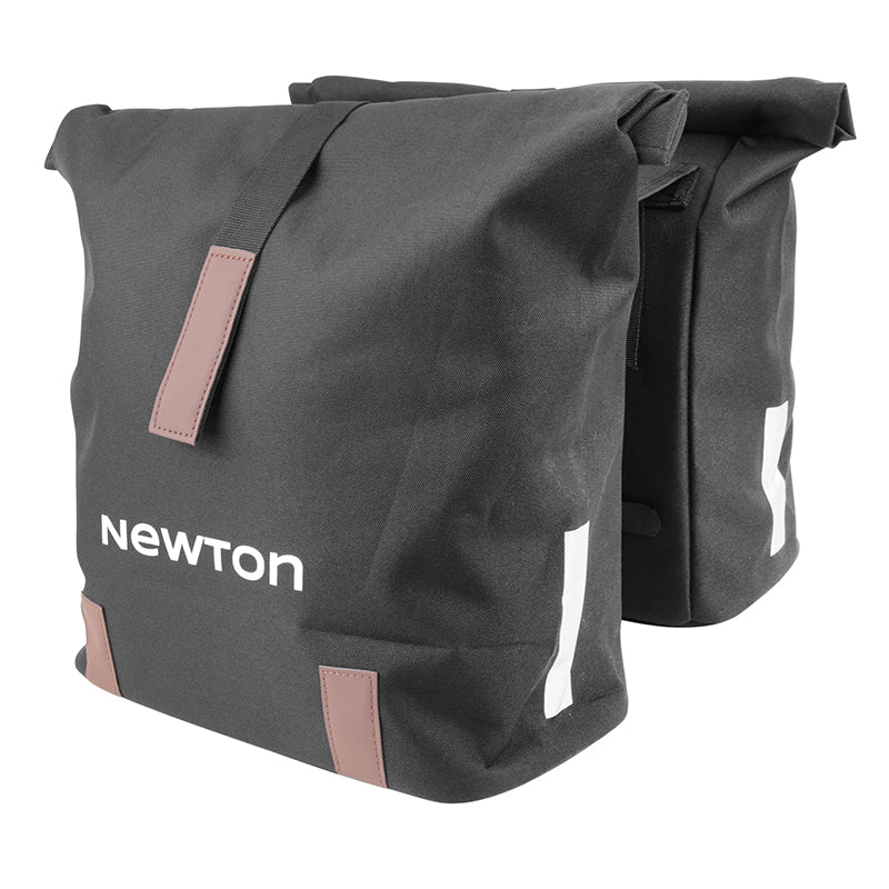 Sacoche Arrière Vélo Double Newton Noir 22L Fixation Sangles Sur Porte Bagage (35X12X27 cm) Fermeture Pliant Anti-Pluie