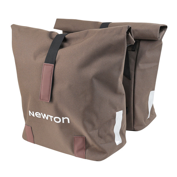 Sacoche Arrière Vélo Double Newton Marron 22L Fixation Sangles Sur Porte Bagage (35X12X27 cm) Fermeture Pliant Anti-Plui