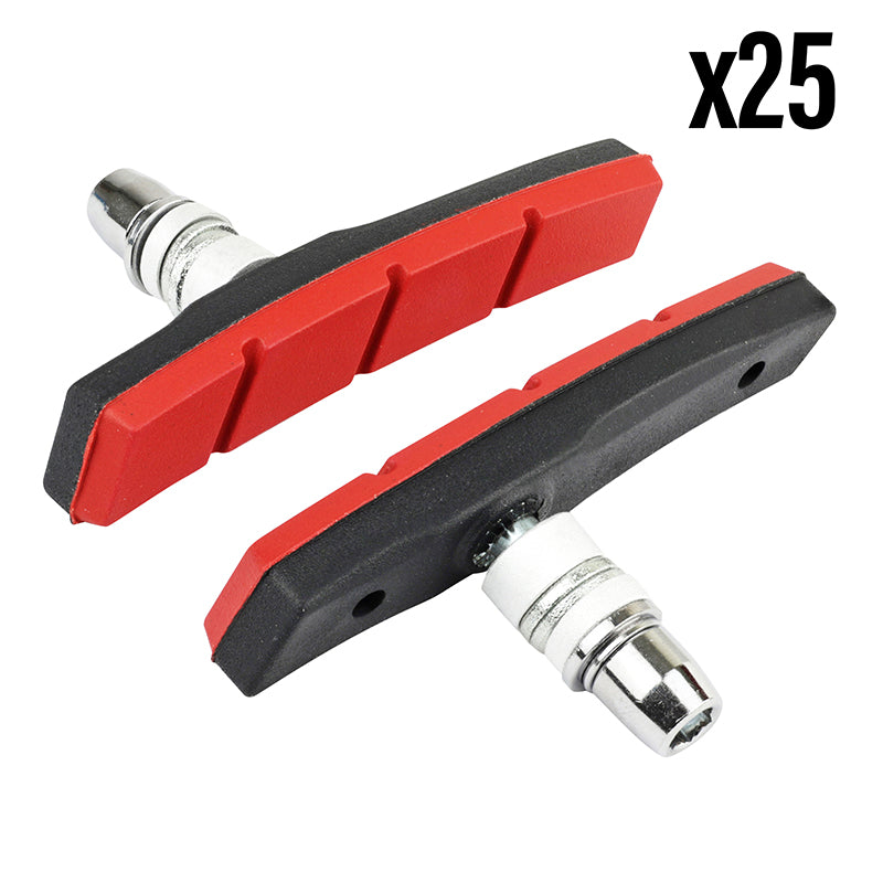 Porte Patin Frein Pour VAE-E-Bike V-Brake A Vis Deporte Marwi 80 mm Noir-Rouge Kevlar (Coffret 25 Paires)