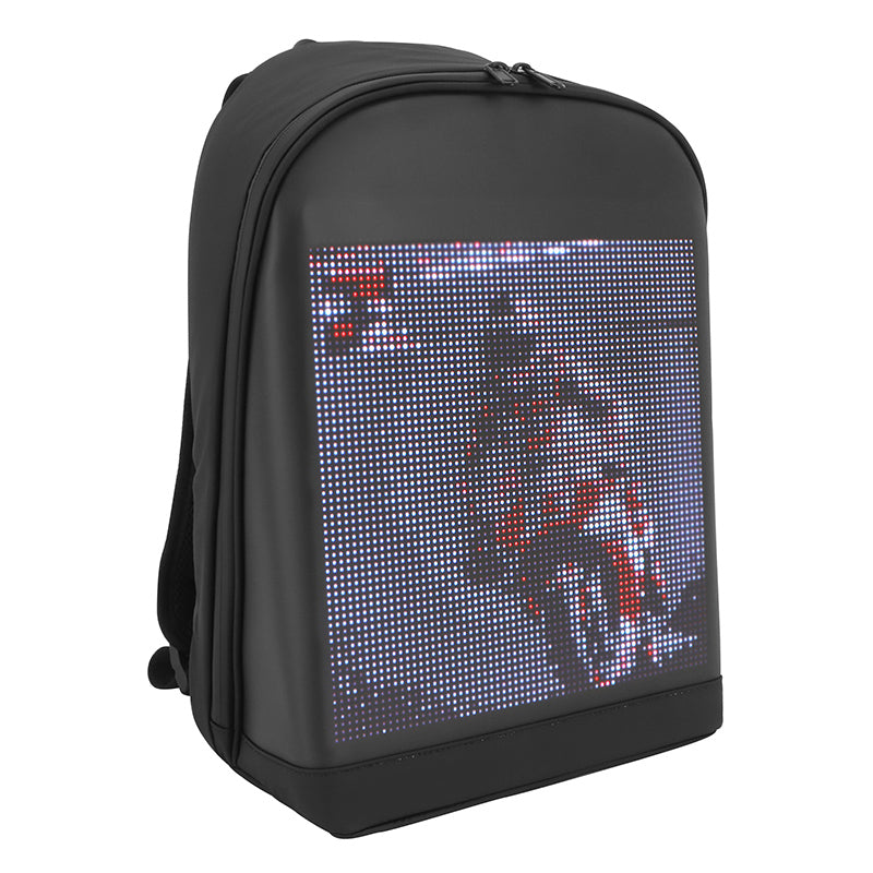 Sac A Dos Connecte Ecran LED Dynamique 25X25 cm Noir (Connexion Via Smartphone-Application) (Homologué Ce)