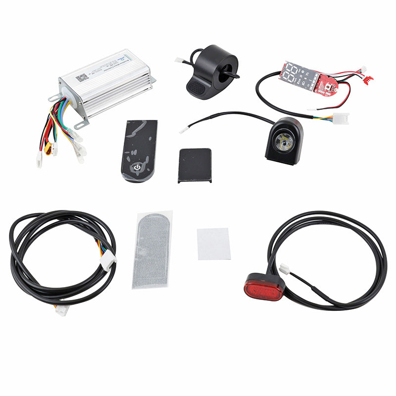 Kit Controleur Pour Trottinette Compatible Xiaomi Mi4 (Inclus Gachette Accelerateur, Controleur,Circuit Imprime Compteur, Éclairage Avant-Arrière, Câble) -P2R-