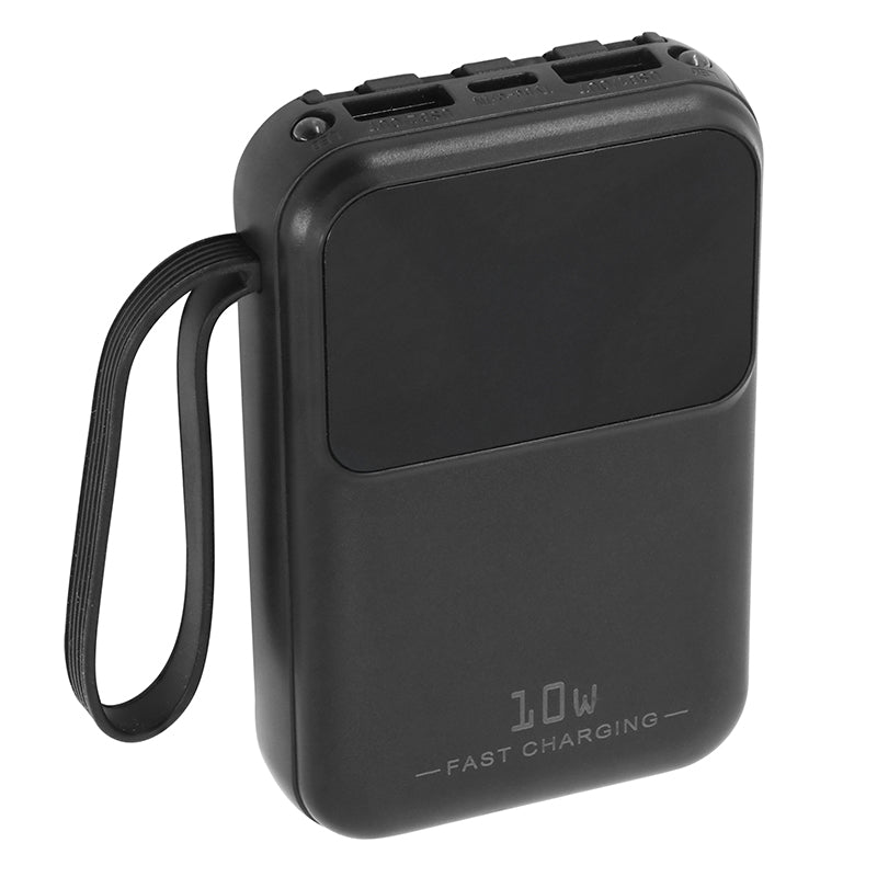 Batterie Externe Power Bank 10000 Mah 5V-2,1A Noir Compatible Iphone (Raccord Lightning, Usb Type-C, Micro Usb, Usb) (Ce