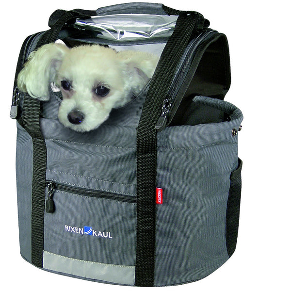 Panier Avant Toile Klickfix Doggy Chien Gris Avec Anse Fixation Sur Cintre 24L (38X25-40X29 cm) (Livre Sans Fixation)