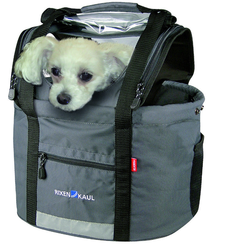 Panier Avant Toile Klickfix Doggy Chien Gris Avec Anse Fixation Sur Cintre 24L (38X25-40X29 cm) (Livre Sans Fixation)