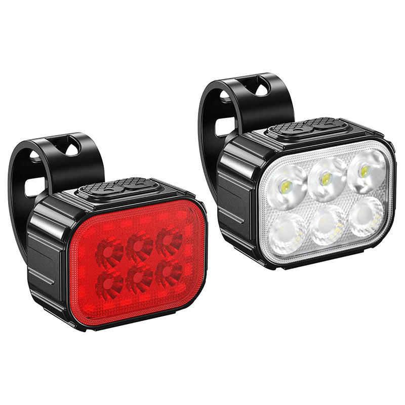 Éclairage Vélo Usb Kit 500 - 100 Lumen Noir (Avant+Arrière) (Câble Usb Inclus)
