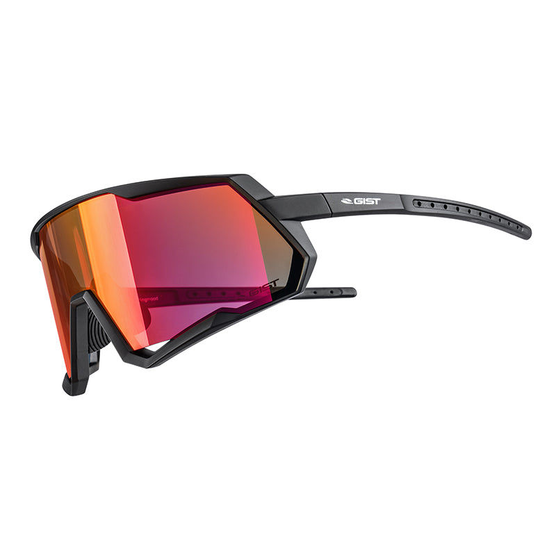Lunettes Vélo Adulte Gist Mask Monture Noir Verre Rouge Polycarbonate (Protection 100% Contre Uva, Uvb, Uv)