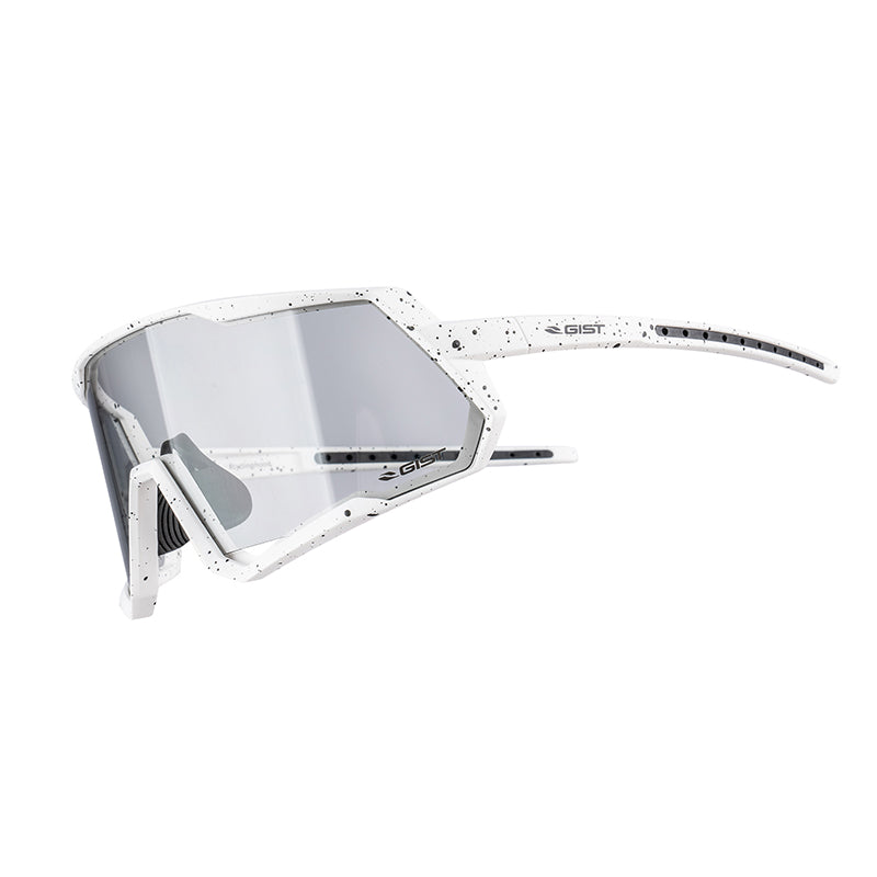 Lunettes Vélo Adulte Gist Mask Monture Blanc Verres Photochromiques Qui S'Adaptent Automatiquement A La Luminosite Protection 100% Uv - (Verre Cat 1-3)