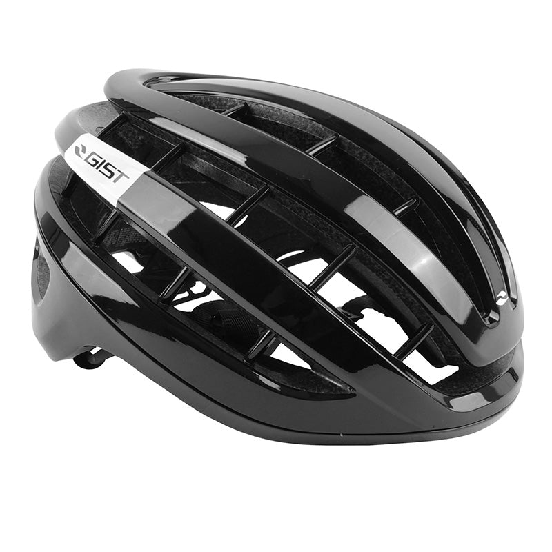 Casque Vélo Adulte Gist Route Rapido Noir Brillant Taille 52-58 Réglage Molette 255 G (Compatible VTT - Gravel)
