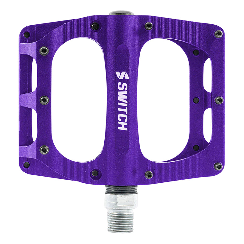 Pédale VTT Plateforme Descente - BMX Switch Large Freeride Alu Cnc Violet Filetage 9-16 Avec Picots (Paire) 110X100 mm