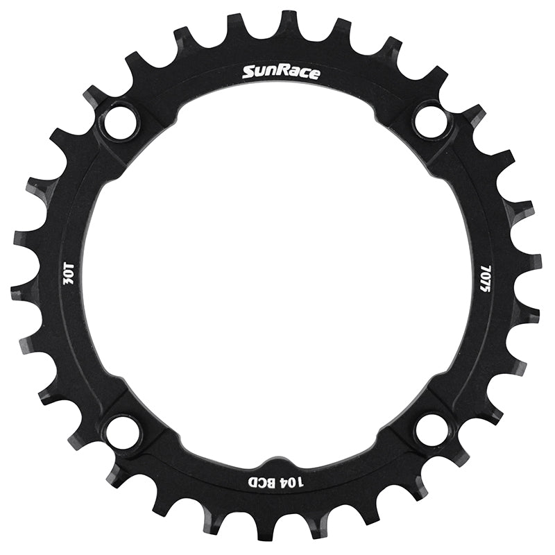 Plateau VTT 4 branches Ø 104 Pour Sunrace 30 dents Mono Noir Alu Compatible Autres Marques Narrow Wide