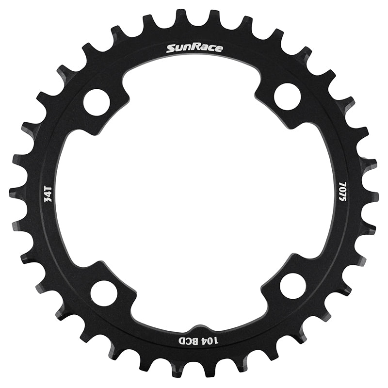 Plateau VTT 4 branches Ø 104 Pour Sunrace 34 dents Mono Noir Alu Compatible Autres Marques Narrow Wide