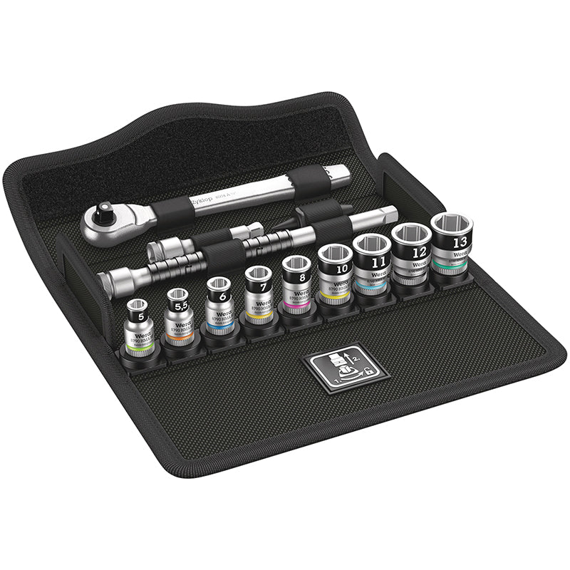 Cliquet Wera 8100 Zyklop Métal 1-4 Metrique Avec Douilles Chrome Moly (Set 13 Pieces) -Marque Allemande Pour Les Atelier