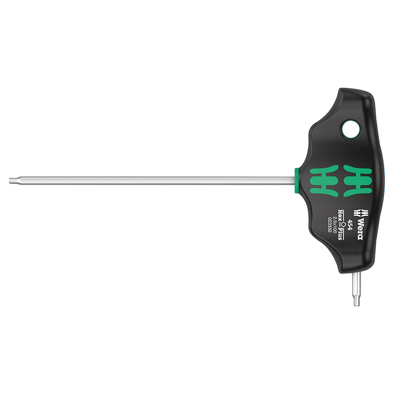 Clé Allen-6 Pans Manche En T Wera 454 Hex Plus 2,5X100 mm Noir-Vert (Vendu A L'Unite) -Marque Allemande Pour Les Ateliers-