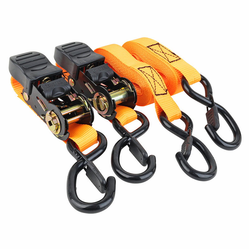 Sangle Moto A Cliquet Avec Crochet P2R Largeur 25 mm Longueur 4M Orange (Vendu A La Paire)